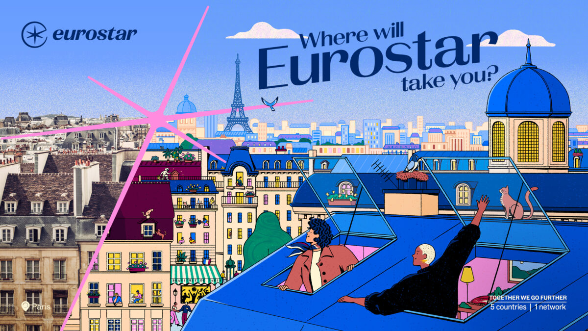 High-speed rail service Eurostar has unveiled a new brand campaign and loyalty programme, promising customers 'Together we go further', OOHs of Paris depicted here