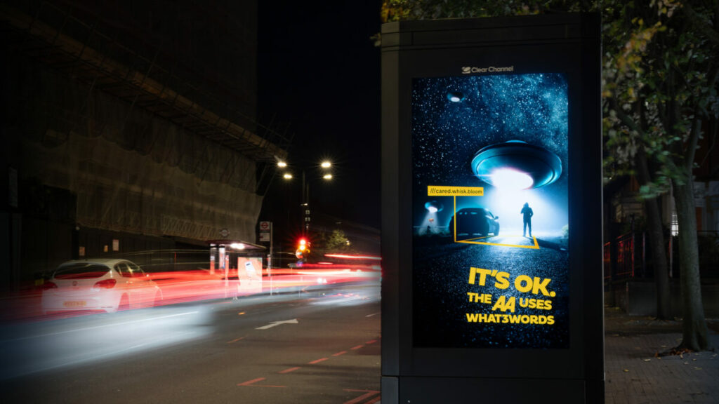 In an extension to its ‘Its Ok, I’m with the AA’ advertisement campaigns, the brand has launched a number which draws attention to location technology what3words.