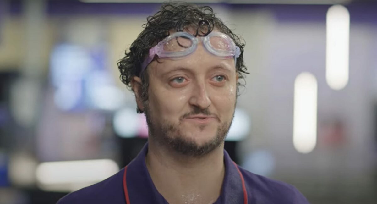 Drenched Currys worker with goggles on his head. Currys has shared its latest set of campaigns raising awareness of its trade-in offers, which sees the retailer pay out above market prices for  old TVs, smartphones and domestic appliances.